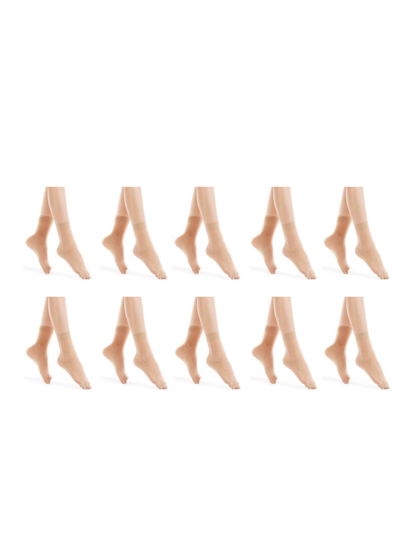 Be-Queen - 10 Pairs Women's Ankle High Sheer Socks One Size Super Lightweight Stockings - Image 1