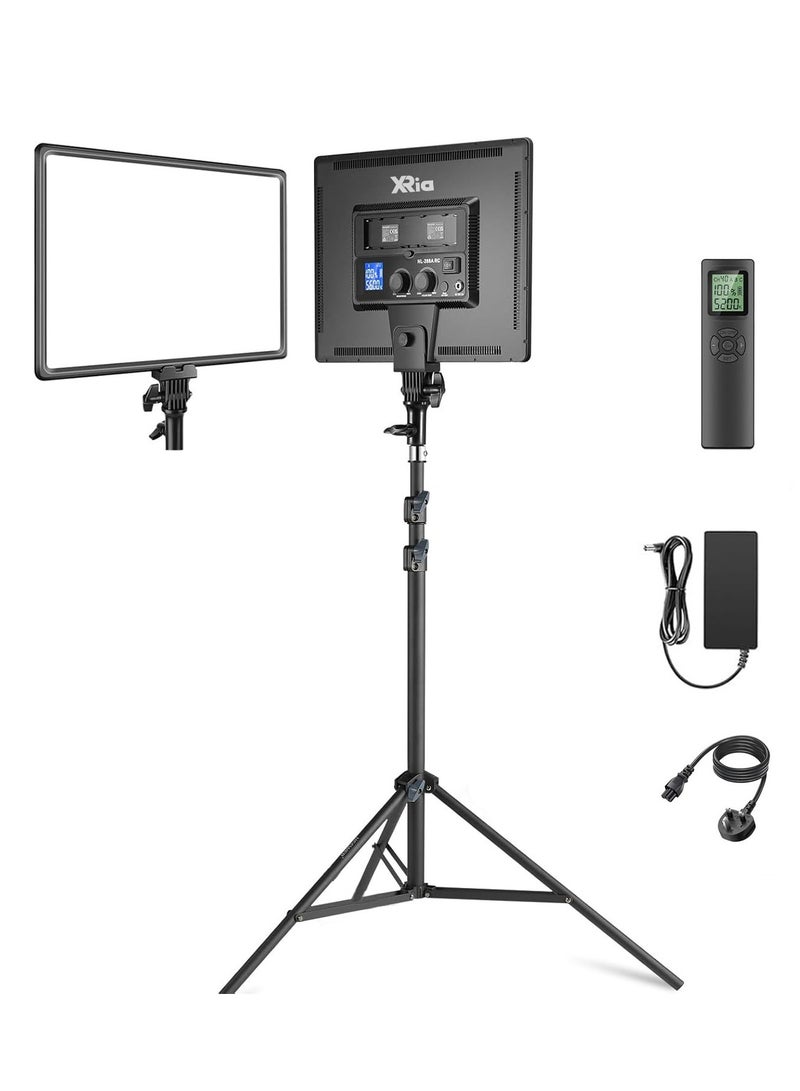 Xria SL-288ARC Bi-color Ultra-thin Soft Panel LED Light 3200k-5600k Color Temperature With LCD Display and Remote Controller (1-Light with Stand) - Image 1