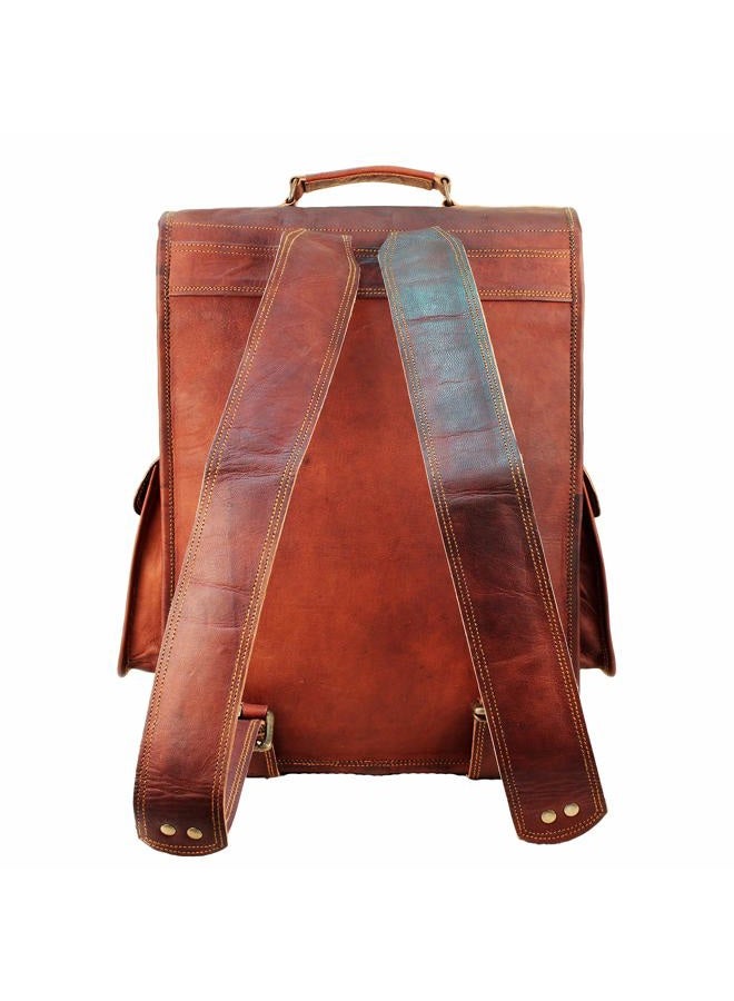 HULSH 16 Inch Genuine Leather Backpack for Women and Mens Leather backpack and Leather laptop backpack for Women | Leather backpack for men Perfect mens backpack for daily use Retro backpack Vintage - Image 4