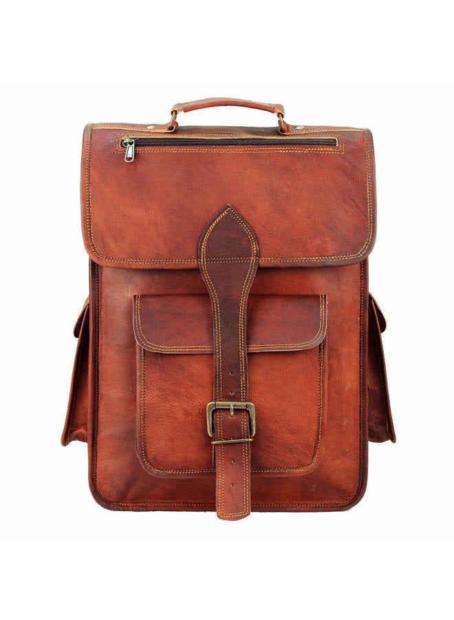 HULSH 16 Inch Genuine Leather Backpack for Women and Mens Leather backpack and Leather laptop backpack for Women | Leather backpack for men Perfect mens backpack for daily use Retro backpack Vintage - Image 2