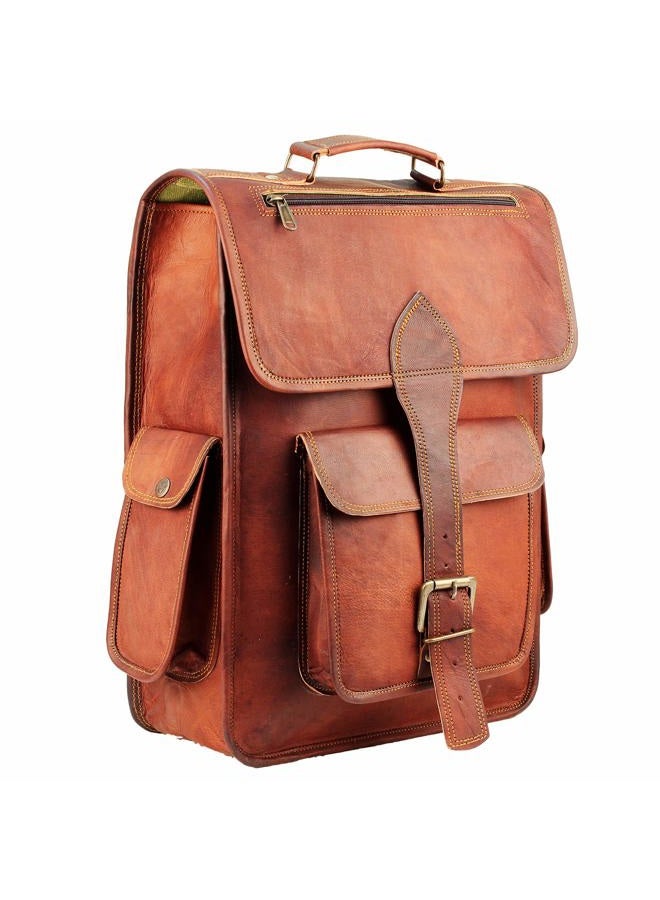HULSH 16 Inch Genuine Leather Backpack for Women and Mens Leather backpack and Leather laptop backpack for Women | Leather backpack for men Perfect mens backpack for daily use Retro backpack Vintage - Image 1