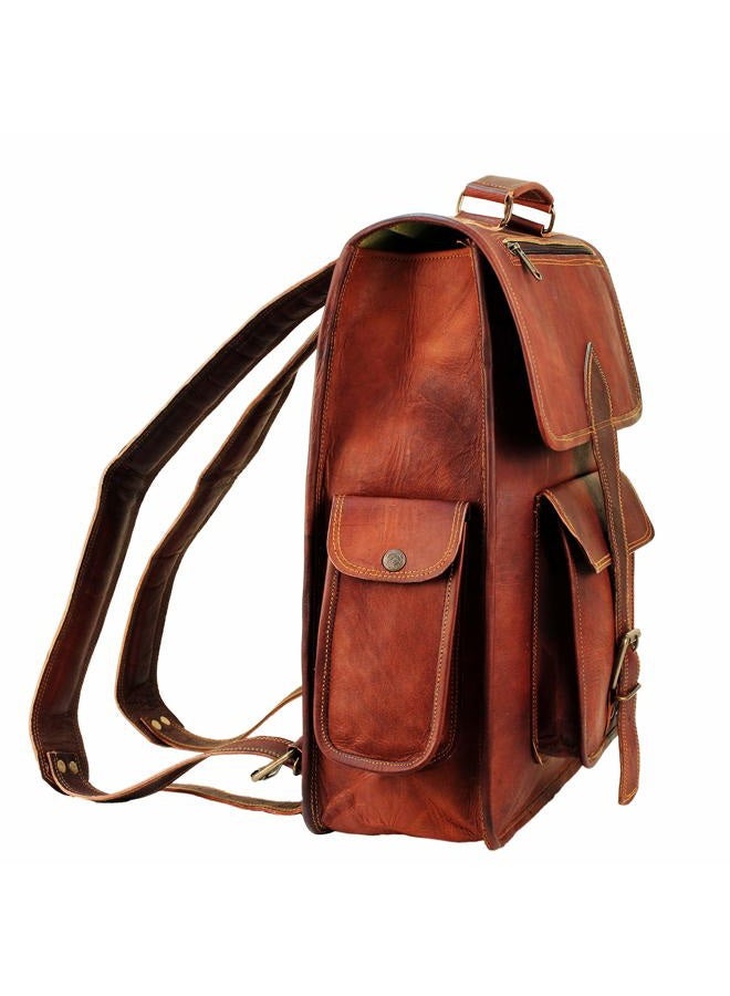 HULSH 16 Inch Genuine Leather Backpack for Women and Mens Leather backpack and Leather laptop backpack for Women | Leather backpack for men Perfect mens backpack for daily use Retro backpack Vintage - Image 3