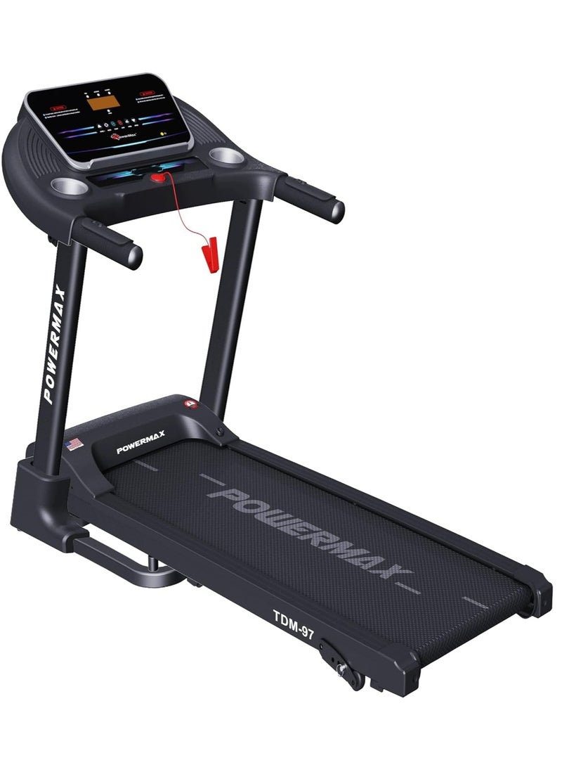 PowerMax Fitness Fitness Tdm-97 (4Hp Peak) Treadmill For Home, Cardio Training, With 12 Pre-Set Workout Programs & 3 Target Based Modes, Max User Weight 110Kg, Max Speed 12 Km/Hr - Image 1
