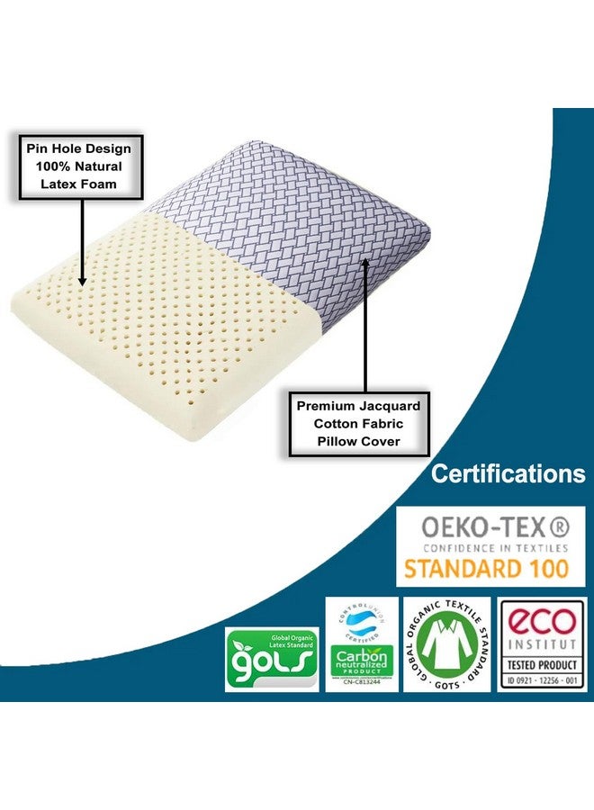 DAKSH 100% Natural Latex Regular Sleeping Bed Pillow, Soft Luxury Pillow for Side, Back and Stomach Sleepers, Medium Firmness Pillow - Breathable Jacquard Fabric Cover - (40 x 60 CM, White, Pack of 2) - Image 4