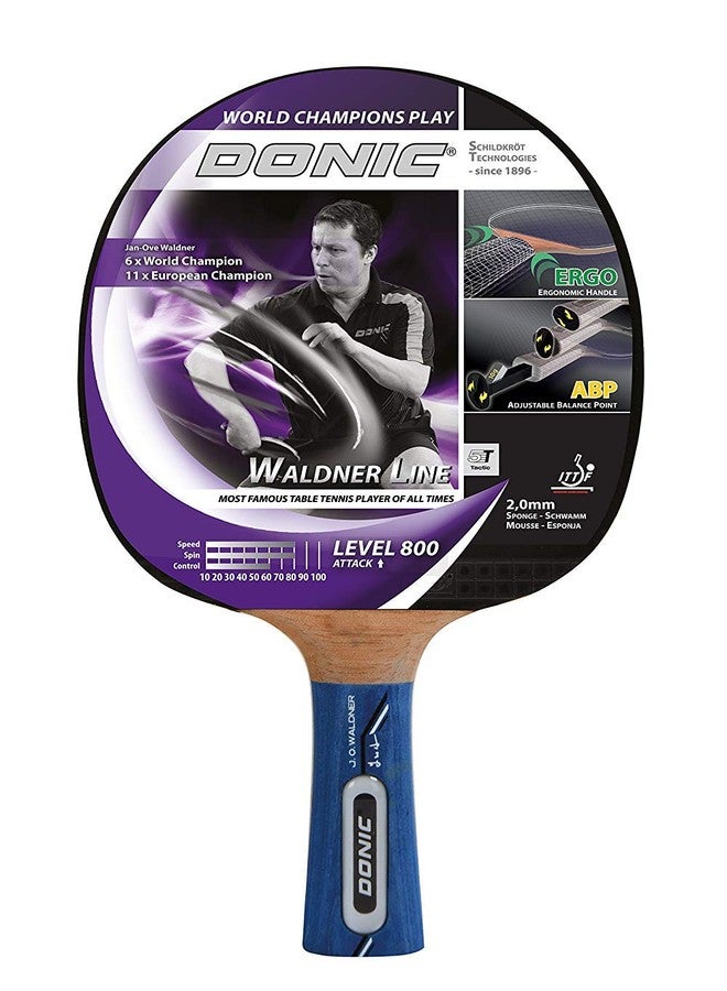Donic Waldner 800 Table Tennis Bat, Black-Purple - Image 1