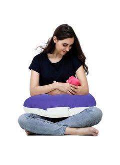Get It Cotton 5 In 1 Feeding Pillow With Detachable Cover ; New Born Portable Breast Feeding Pillow For Baby ; Infant Support For Baby And Mom (Purple With Beige)  - Image 2