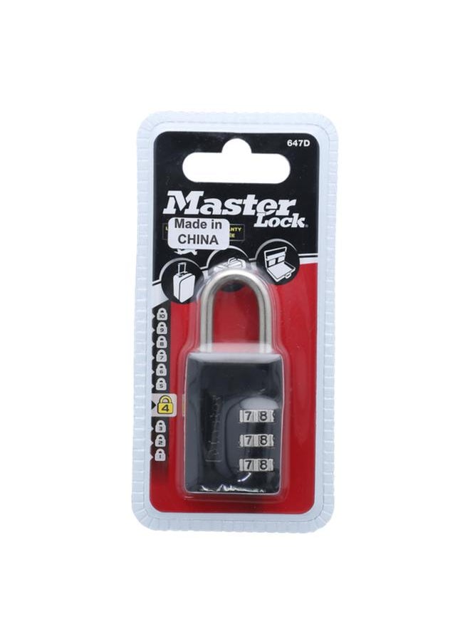 Master Lock Anti-Theft Numeric Combination Resettable Luggage Padlock Black and Silver 647EURD / 627D  - Image 1