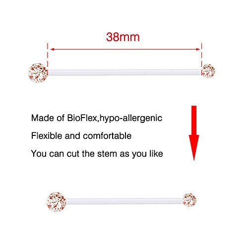 JFORYOU 6 Style Pregnancy Maternity Flexible Bioplast Long Belly Button Rings Navel Retainer Body Piercing 14G 1&1/2 Inch Length - Image 3
