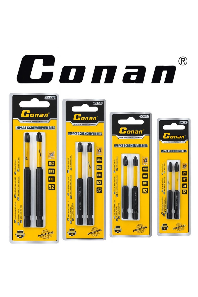 Conan 4 Sets Conan Professional Phillips Drill Screwdrivers – Models COIP100, COIP90, COIP70 & COIP50 – Industrial S2 Steel – PH2 Tip – Lengths L100, L90, L70 & L50 mm – 2 Pieces (each type) - Image 1