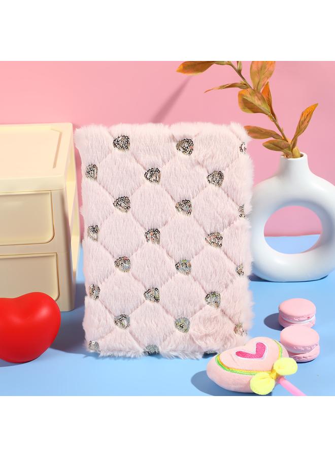 Bluejw Cross-border New Plush Love Sequins A5 Horizontal Notebook High Color Value Gradient Notepad Student Handbook - Image 4