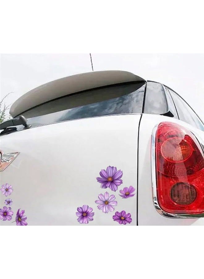 MAKTEM Purple Flowers Set for Car Decal Waterproof Vinyl Peel and Stick, Window Bumper Body Hood Bonnet Flower Decorative Car Sticker (COSMOS) - Image 2