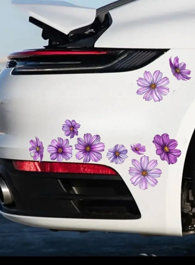 MAKTEM Purple Flowers Set for Car Decal Waterproof Vinyl Peel and Stick, Window Bumper Body Hood Bonnet Flower Decorative Car Sticker (COSMOS) - Image 1