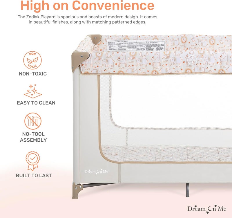Dream On Me Zodiak Portable Playard with Carry Bag & Shoulder Strap - Beige - Image 3