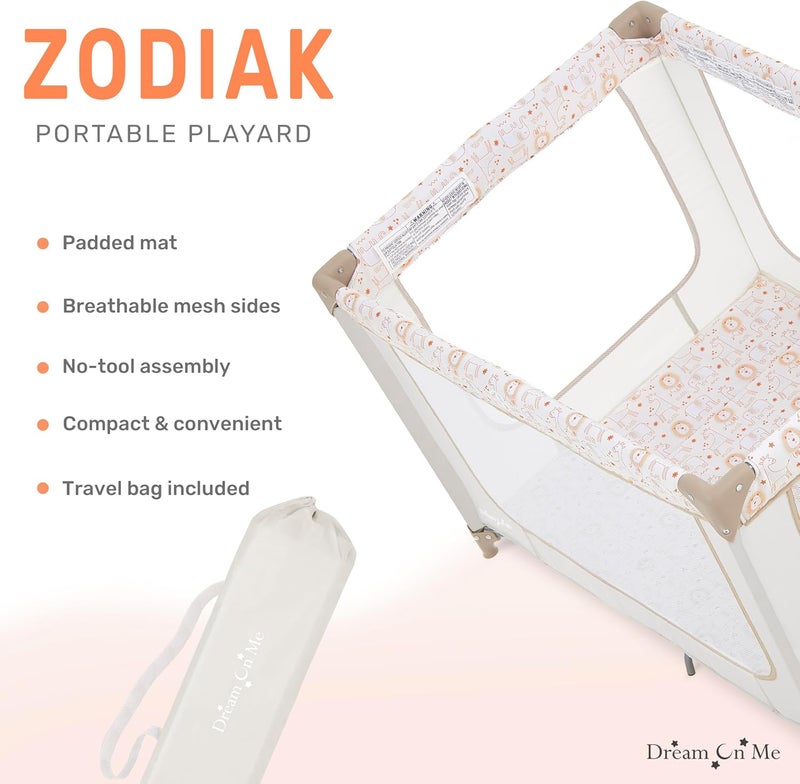 Dream On Me Zodiak Portable Playard with Carry Bag & Shoulder Strap - Beige - Image 2