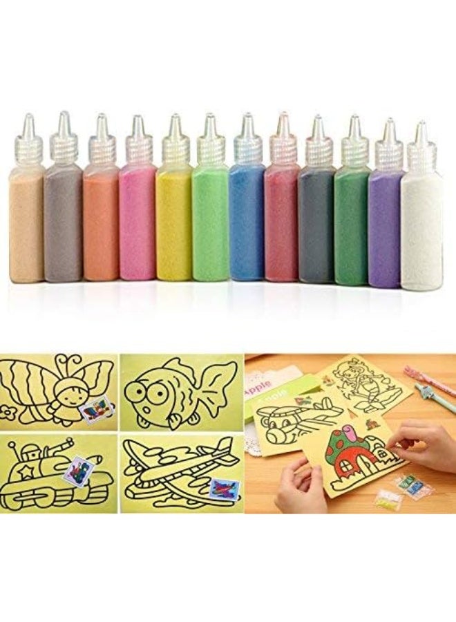 Shindel Sand Art kit , Colored Sand Art Kit Art Sand Scenic Sand with 10 Sheets Sand Art Painting Cards Set Children Art Toy, 12 Color (0.92 LB) - Image 2