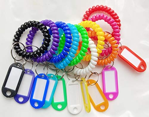 HoAoOo Wrist Keychain Key Tags- Spring Spiral Stretch Coil Wristband Key Ring Key Chain, for Gym, Pool, ID Badge,Keys(10 Set) - Image 4