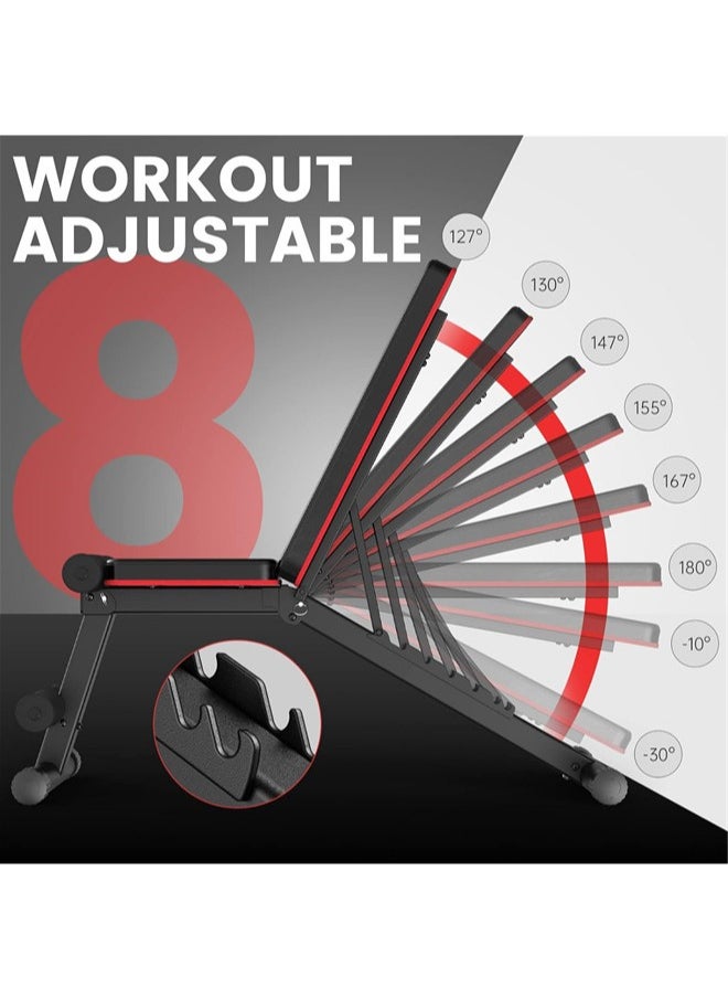 Denzoz - Adjustable Weight Bench Full Body Workout Multi-Purpose Foldable Incline Decline Exercise Workout Bench for Home Gym - Image 1