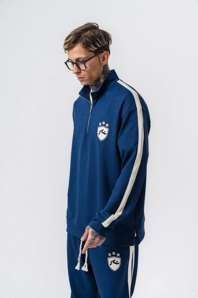 RESPIRE Men's Striped Modal Half-Zip Sweatshirt Navy Blue