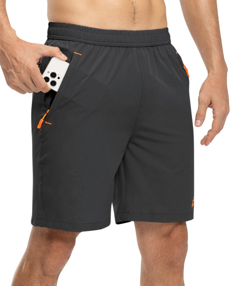 TBMPOY Men's 7" Hiking Running Shorts with Pockets Athletic Outdoor Sports Gym Workout Short Zipper Pockets Grey S - Image 3