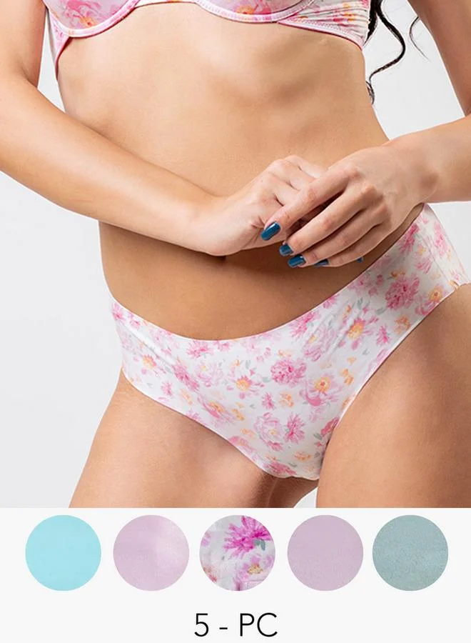 Aadaraya Set of 5 - Aadaraya Assorted Bikini Briefs with Elasticated Waistband