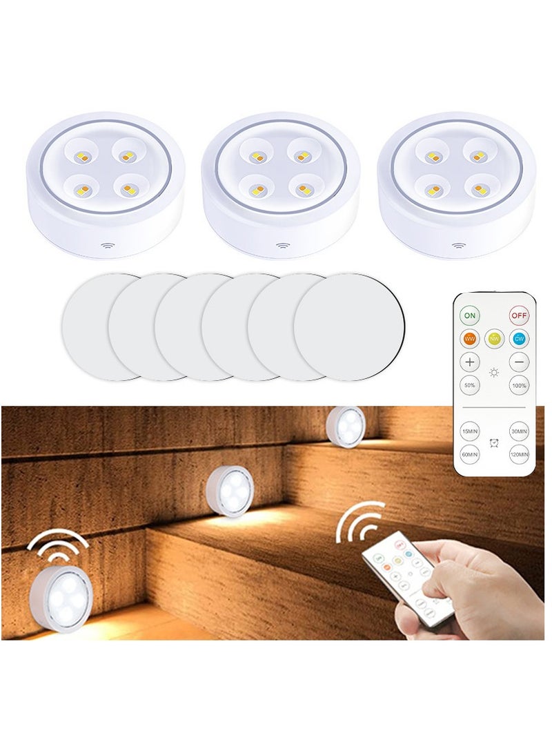 SYOSI Cabinet Lights 3 Pack with Remote Wireless LED Under Cabinet Lights Under Cabinet Lights for Kitchen Battery Powered Lights for Closet - Image 1