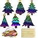 Aviski 96Pcs Christmas Tree Scratch Paper Rainbow Color Scratch Ornaments Christmas Decorations Hanging Craft Art Kits with Wooden Stick and Ribbon for Kids Christmas Winter Party Favors - Image 2