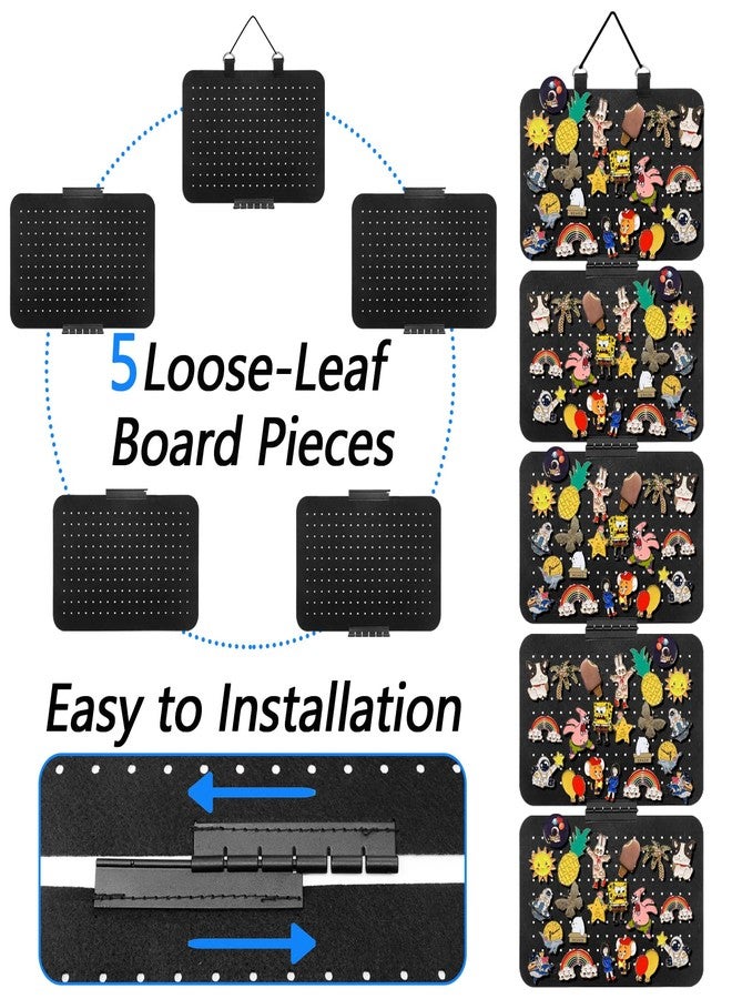 OXDFK Hanging Enamel Lapel Pin Organizer with 5 Loose-leaf Board Pieces, Removable Hanging Brooch Pin Storage Display Pages, Enamel Pin Display Panels for at Least 210 Pins (Removable) - Image 5
