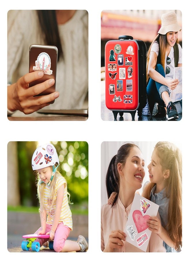 Anboor England Travel Stickers 50Pcs Vintage London Stickers Set for Kids Adults British Theme Party,Cartoon UK Travel Vinyl Waterproof Bottle Phone Skateboard Laptop Luggage Car Sticker Packs - Image 4