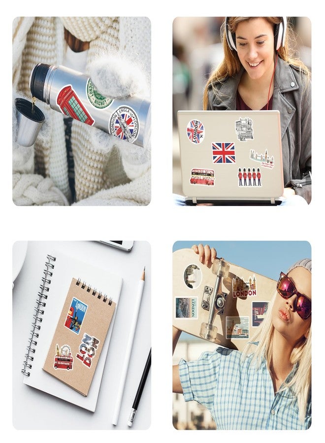 Anboor England Travel Stickers 50Pcs Vintage London Stickers Set for Kids Adults British Theme Party,Cartoon UK Travel Vinyl Waterproof Bottle Phone Skateboard Laptop Luggage Car Sticker Packs - Image 5