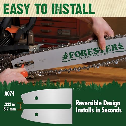 FORESTER 16" Replacement Chainsaw Bar & Chain Combo - 16in Length, 3/8” EXT Pitch, .050 Gauge, A074 Mount, 55 Drive Link - Replacement Chain Saw Parts Kit For Stihl - Image 4