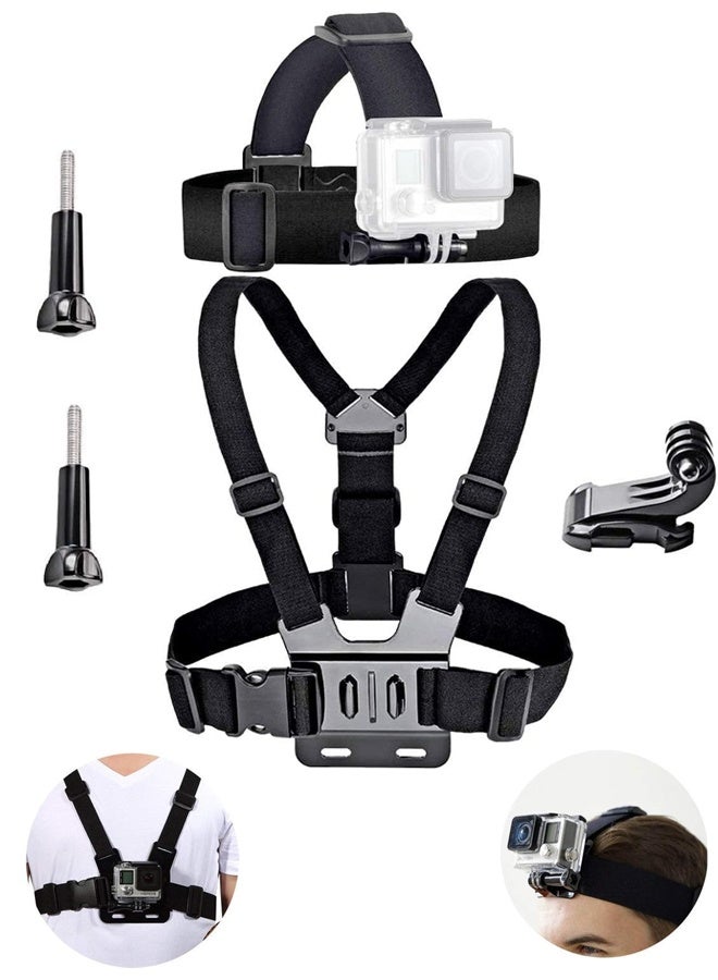 Chest Mount Harness Chesty Vest Head Mount Strap for Action Camera Compatible with GoPro Hero 11/ 10/ 9/ 8/ Max/ Go Pro Hero 7/ 6/ 5/ 4/ Session/ 3+/ 3/ Fusion/ DJI Osmo/ AKASO - Image 1