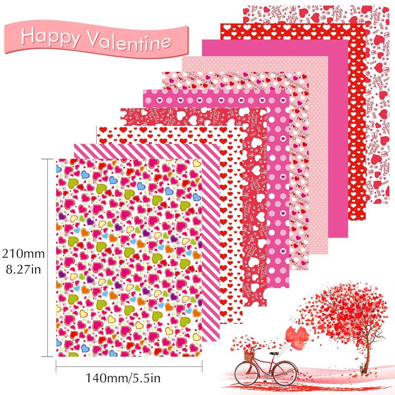 FEPITO 60 Sheets Valentine Pattern Paper Set, 14 x 21cm Decorative Paper for Card Making Scrapbook Decoration Valentine's Day Supplies,10 Designs - Image 2