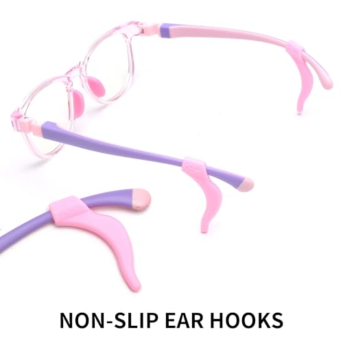 JM Kids Blue Light Glasses, Computer Gaming Grasses for Girls Boys Age 3-10, Anti Blue Ray TR90 Eyeglasses Pink Square Style - Image 5