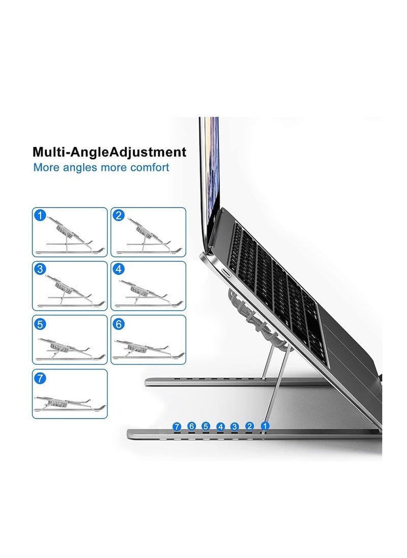 Generic Aluminum Foldable Portable Laptop Stand Laptop Stand with Cooling with 2 Cooling Fans, RGB Lights, 7 Height Adjustments for Computer  - Image 5