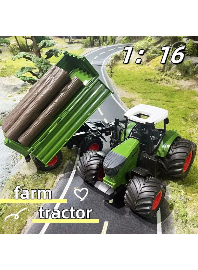 Upgrade Farm Tractor Set With Log Transport Trailer And Wooden Logs - Image 1