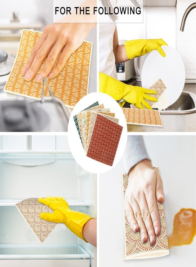 وولاين مجموعة من 6 قطع من مناشف المطبخ السويدية البوهيمية من والين، بتصميم هندسي خريفي، قابلة لإعادة الاستخدام، ماصة وسريعة الجفاف، مثالية لحفلات الخريف، أو كهدية منزلية، أو لتنظيف أسطح المطبخ، مقاس 6.7 × 7.7 بوصة. - Image 5