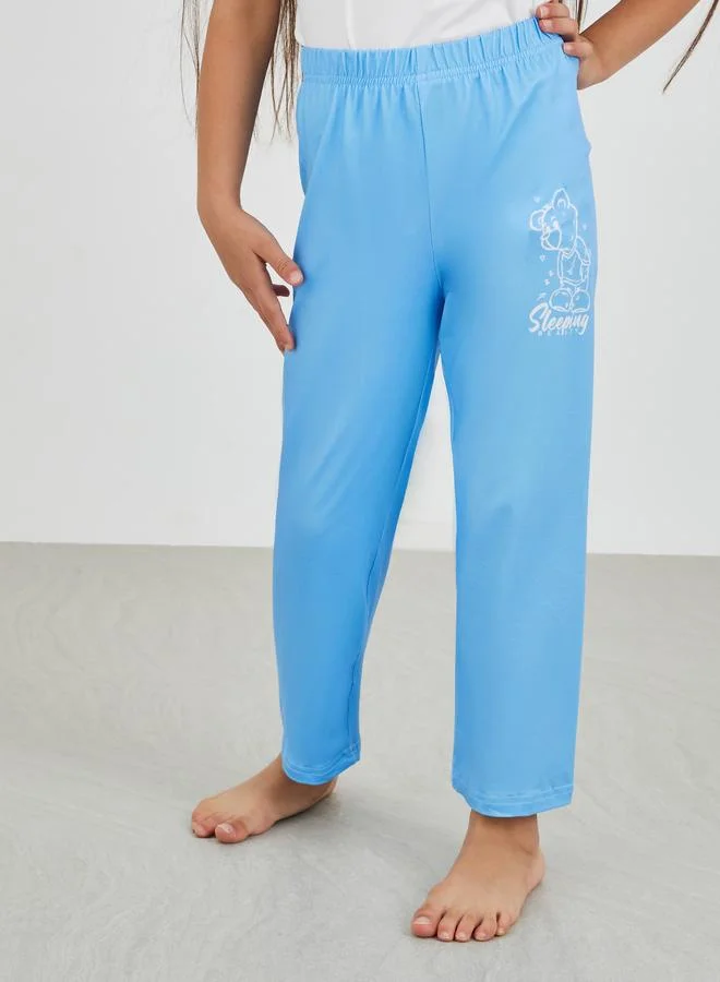 Styli Styli Slogan Bear Print T-Shirt and Pyjama Set