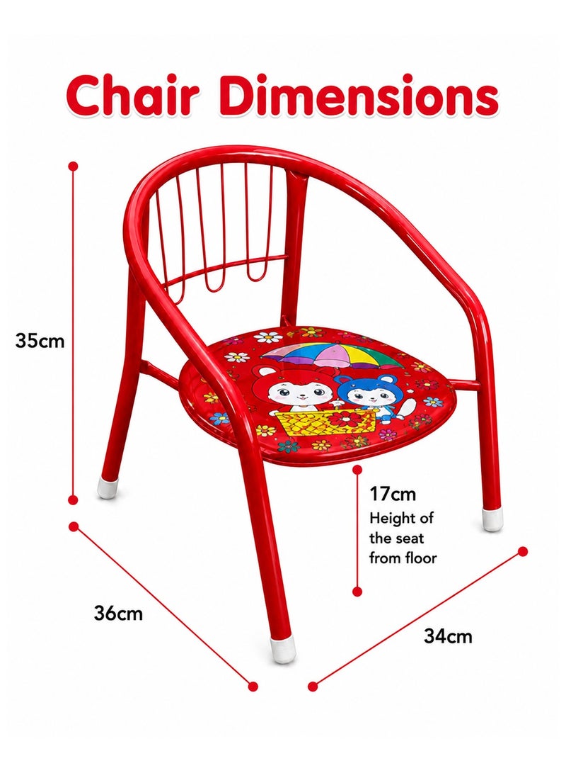DBLEW Cute Design Baby Sitting Chairs Children Toddler Metal Frame Arm Outdoor With Squeak Pomp Pomp Sound For Study And Playing At Home Or School Strong Frame Kids Furniture Broad Wide Seating Boys Girls - Image 3