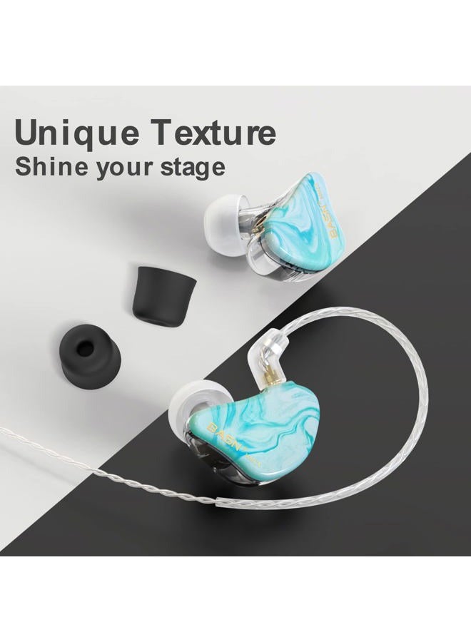 BASN MMCX in Ear Monitor Headphones,Triple Driver IEM in-Ear Earphone for Musician Drummer, Noise-Isolation HiFi Stereo Earbuds with Two Detachable Cables(Bluish White) - Image 3