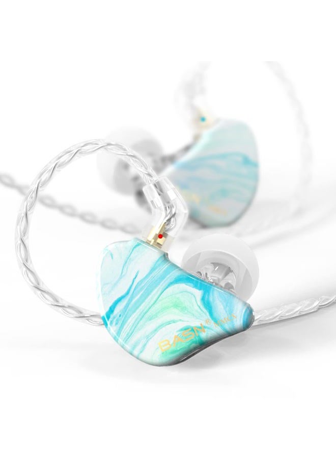 BASN MMCX in Ear Monitor Headphones,Triple Driver IEM in-Ear Earphone for Musician Drummer, Noise-Isolation HiFi Stereo Earbuds with Two Detachable Cables(Bluish White) - Image 1