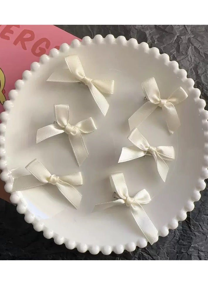 6 Pieces Mini White Bowknot Hair Clips for Women Girls, Small Cute Bows Hair Ribbon Alligator Clips, Charming Hair Accessories for Every Occasion - Image 1