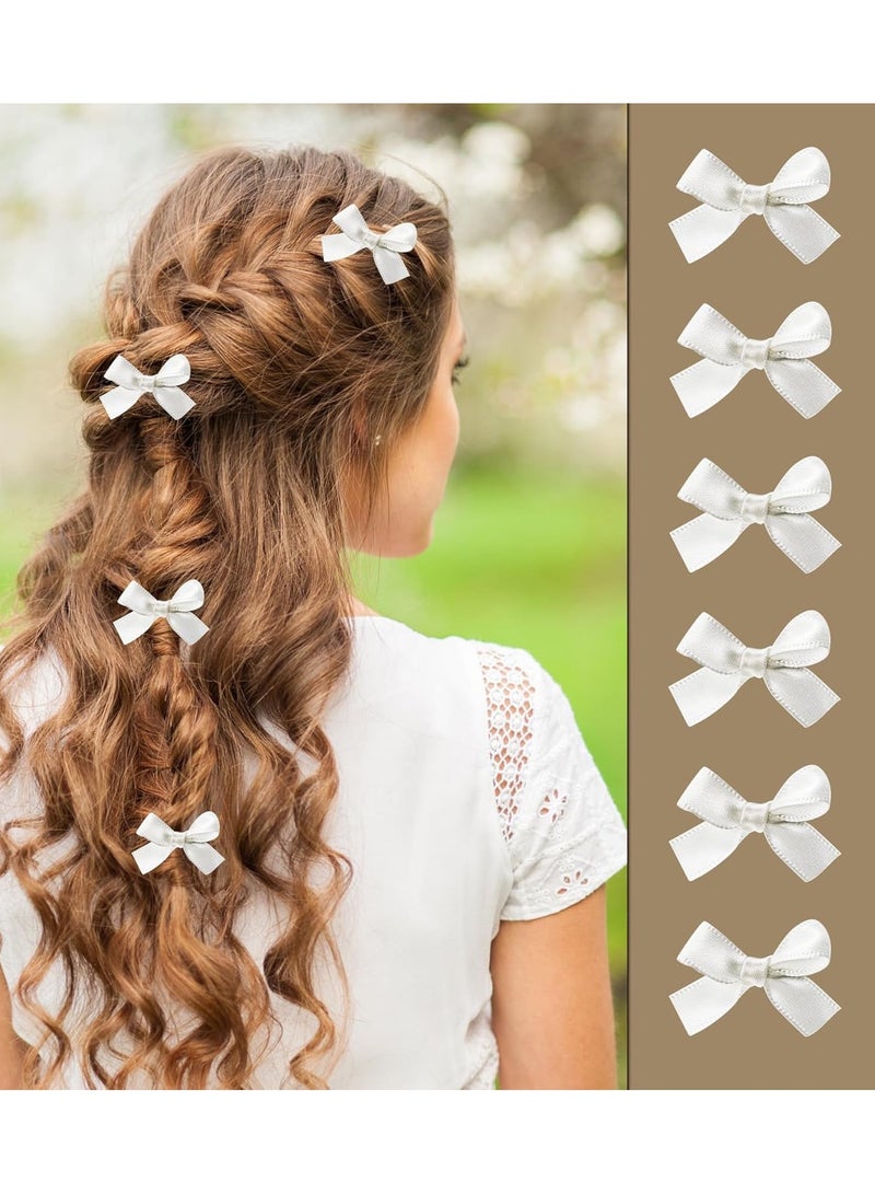 6 Pieces Mini White Bowknot Hair Clips for Women Girls, Small Cute Bows Hair Ribbon Alligator Clips, Charming Hair Accessories for Every Occasion - Image 2