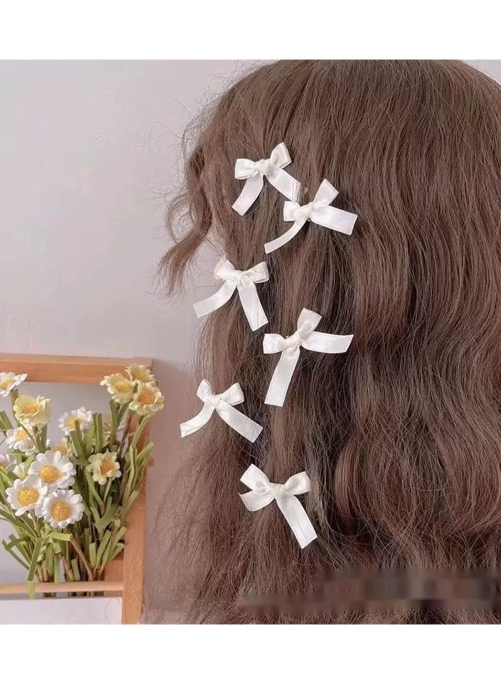 6 Pieces Mini White Bowknot Hair Clips for Women Girls, Small Cute Bows Hair Ribbon Alligator Clips, Charming Hair Accessories for Every Occasion - Image 4