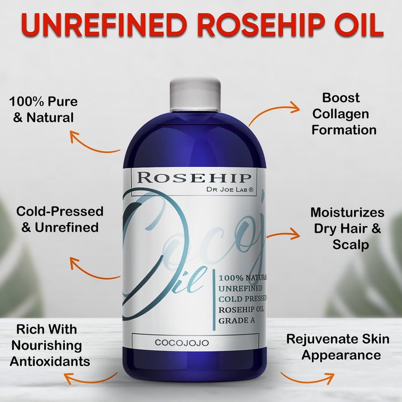 cocojojo Rosehip Oil for Face, Rosehip Oil, Pure Refined Cold Pressed All Natural for Hair Skin, Face Body Nails - 32 Oz - Image 4