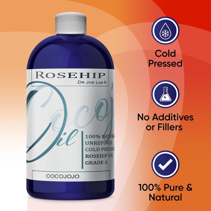 cocojojo Rosehip Oil for Face, Rosehip Oil, Pure Refined Cold Pressed All Natural for Hair Skin, Face Body Nails - 32 Oz - Image 2