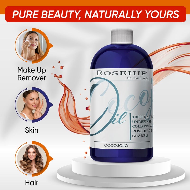 cocojojo Rosehip Oil for Face, Rosehip Oil, Pure Refined Cold Pressed All Natural for Hair Skin, Face Body Nails - 32 Oz - Image 3