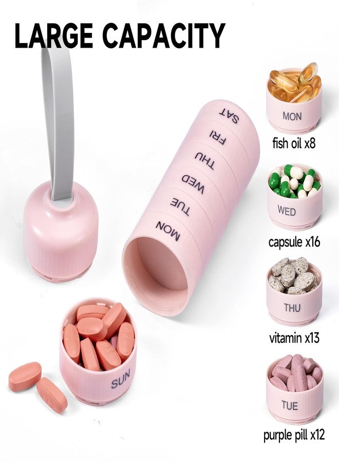 Betife Cute Pill Organizer with 7 Large Compartments, Beitfe Weekly Pill Box for Travel, Cute Daily Pill Case 7 Day, with 7 Large Stackable Compartments, Pill Holder for Vitamin Supplement Medicine (Pink - Image 2
