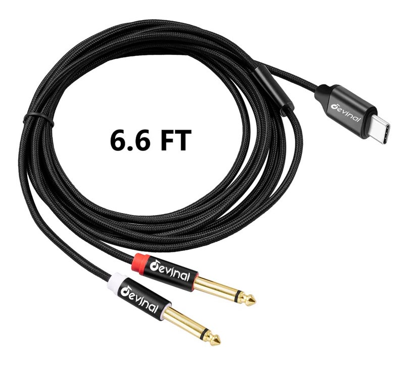 Devinal USB C to 1/4" inch Audio Cable, Type C to Dual 6.35mm TRS Stereo Aux Cord Y Splitter for Smartphone, Tablet, Laptop Link Amplifier, Mixing Console Mixer, Speaker, 6.6 Feet - Image 5