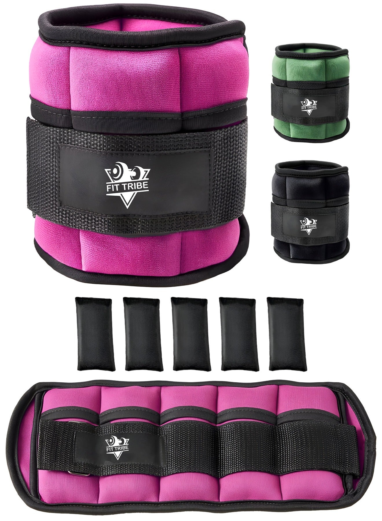 2pcs Adjustable Ankle Weights 1-5 lbs Each, 2-10 lbs Pair Leg Weights, Perfect for Strength Training, Fitness, Core Workouts, Walking, and Jogging, Comfortable Secure Fit for Men & Women (Pink)