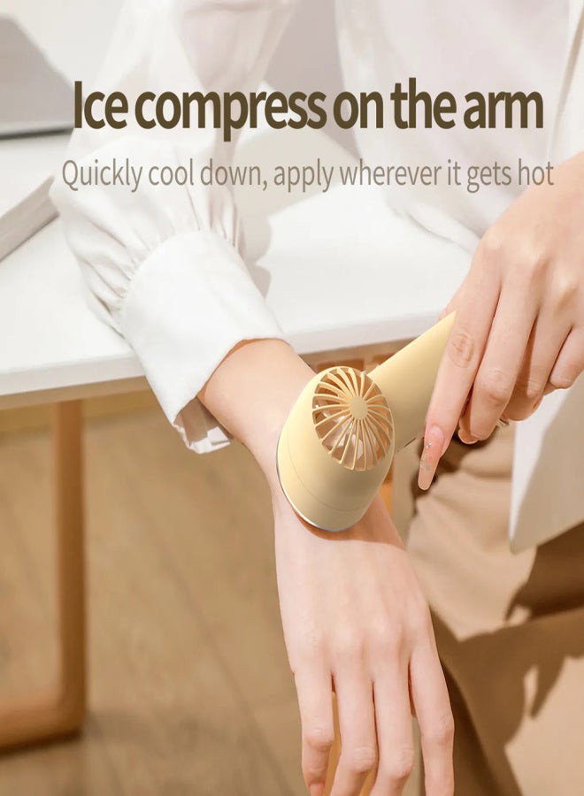 Handheld Fan Portable Electric Cold Compress Cooling Fan USB Rechargeable Desk Table Fan with 3 Adjustable Wind Speed Phone Holder for Home Office Travel Use - Image 2